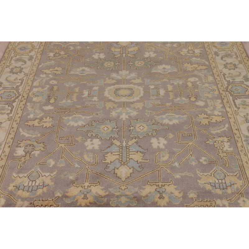 Gray Oushak Oriental Area Rug Hand-Knotted Wool Carpet - 7'6" x 10'6"