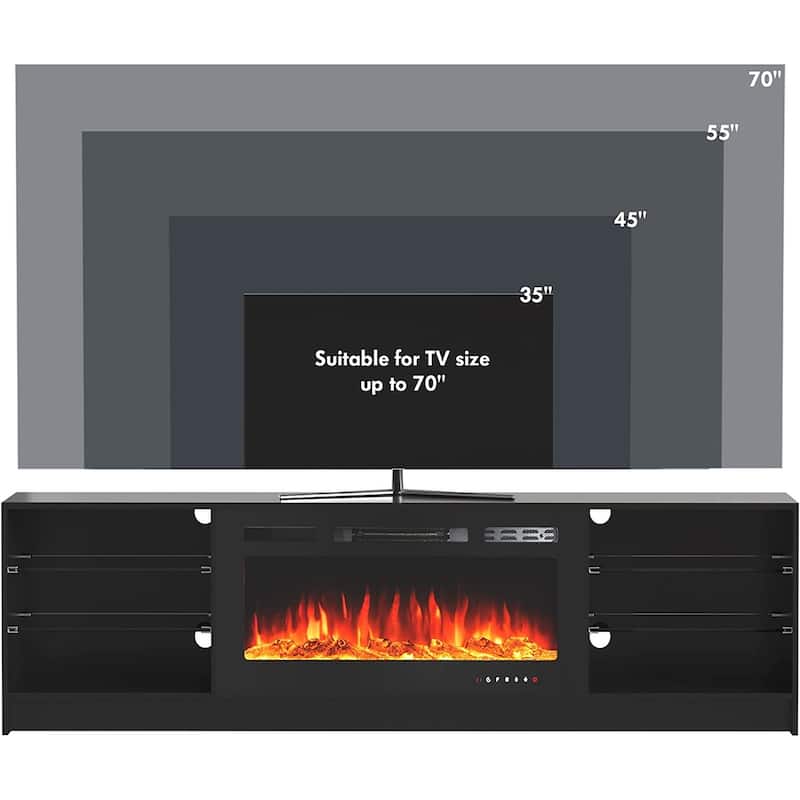36'' Electric Fireplace TV Stand, Entertainment Center & TV Console for TVs up to 80'', Modern Fireplace Heater for Living Room