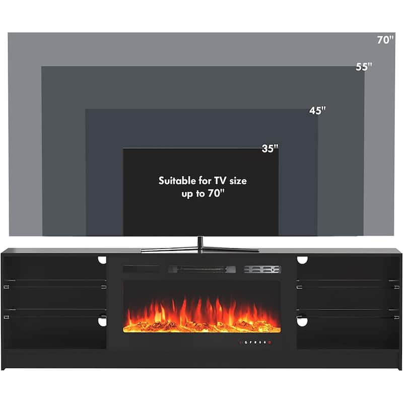 EROMMY 70" Fireplace TV Stand with 36" Electric Fireplace