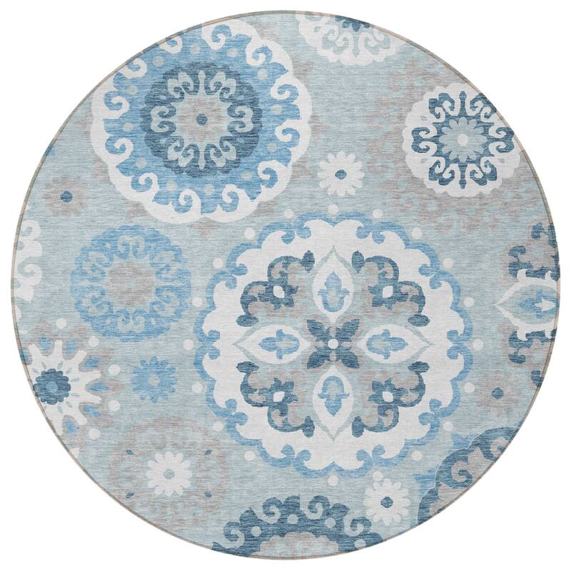 HomeRoots Floral Medallion Transitional Rectangle Outdoor Rug