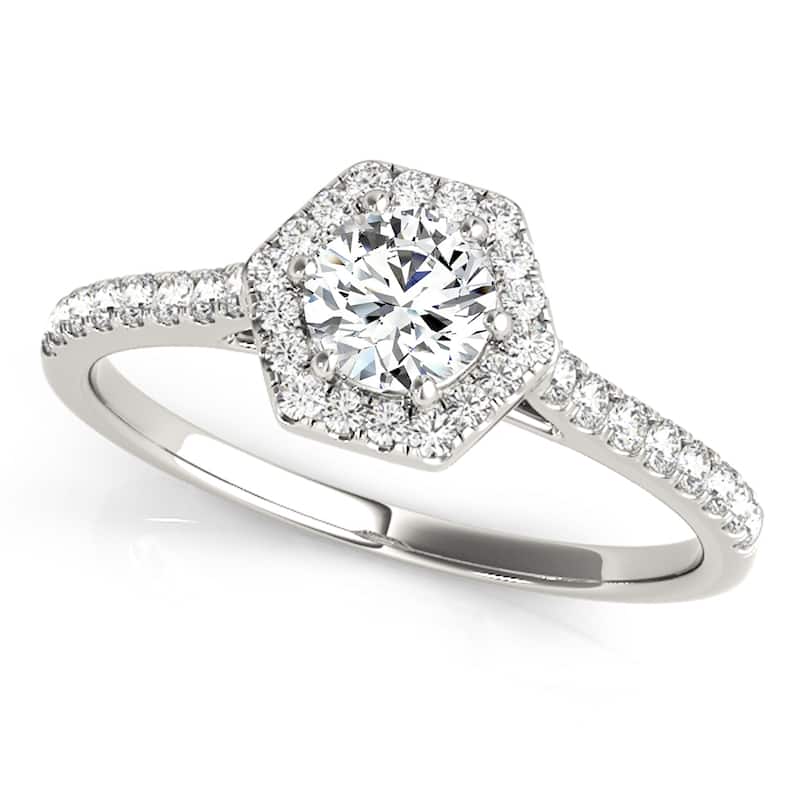 Auriya 14k White Gold Lab Grown Round Diamond Halo Engagement Ring 0.50 to 5.00 ct. tw. (F-G VS)
