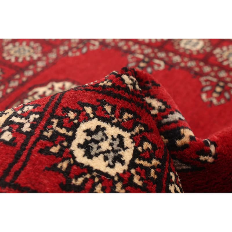 ECARPETGALLERY Hand-knotted Finest Peshawar Bokhara Red Wool Rug - 2'7 x 4'0