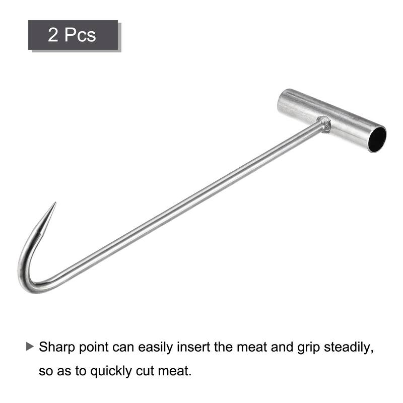 T-Handle Meat Boning Hook, Stainless Steel T Hooks for Kitchen - Silver Tone