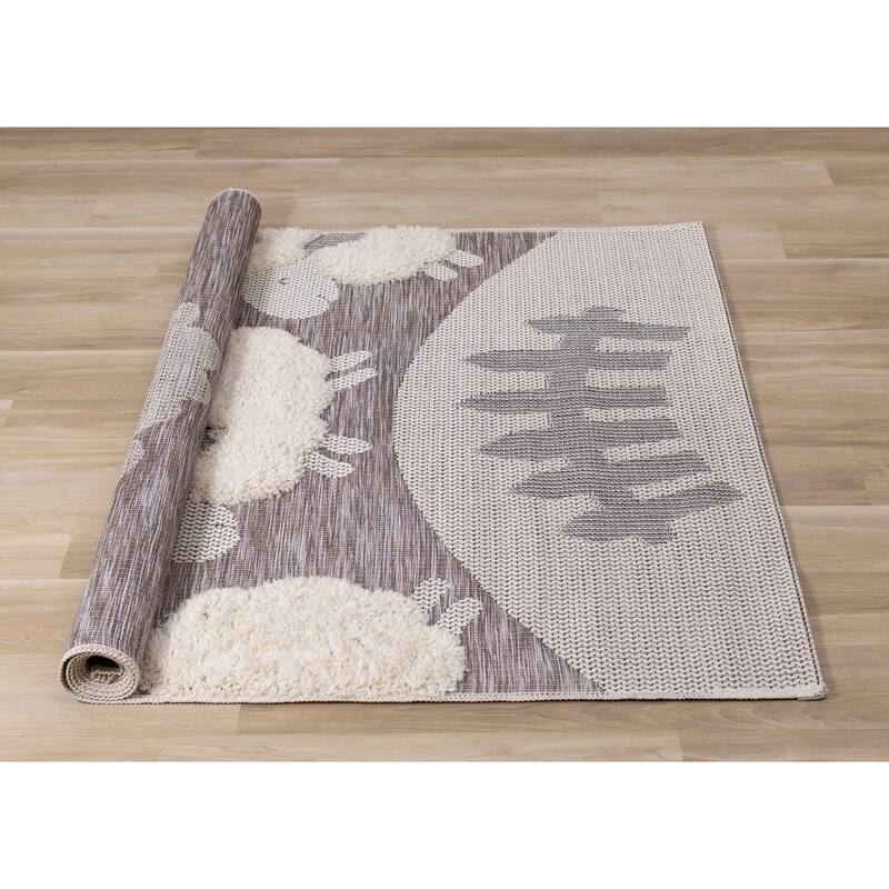 Kids Collection -Cream/Brown Sheep Rug