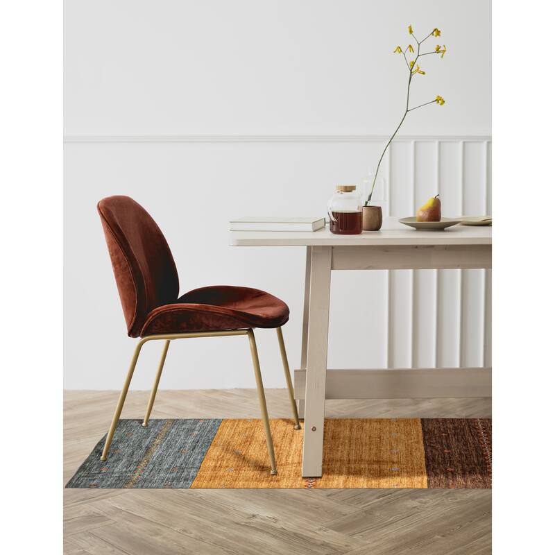 ECARPETGALLERY Hand Loomed Kashkuli Gabbeh Copper Wool Rug - 2'9 x 7'9