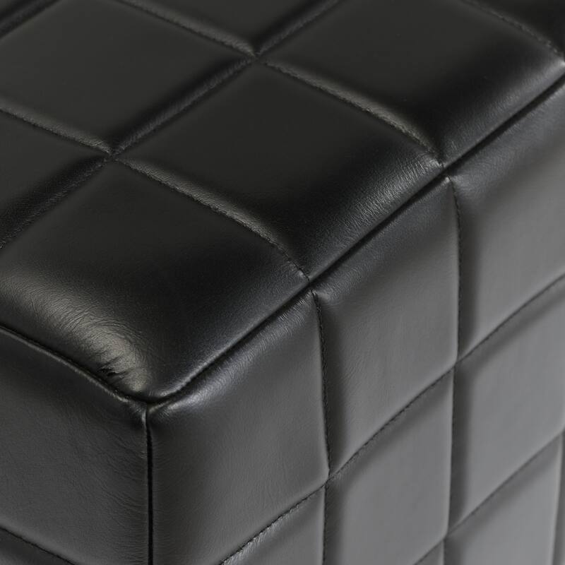 Classic Home Carlo 18" Black Square Tufted Leather Ottoman