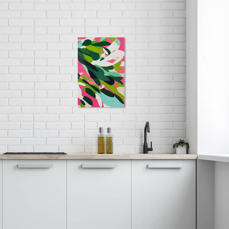 Wynwood Studio Canvas Abstract Colorful Garden Pink and Modern & Contemporary Wall Art Canvas Print - 24 x 16