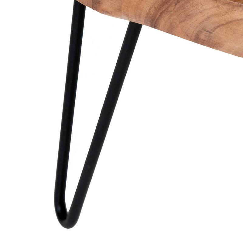 Cross-Cut Wood Slab Side Table With Iron Legs by East at Main