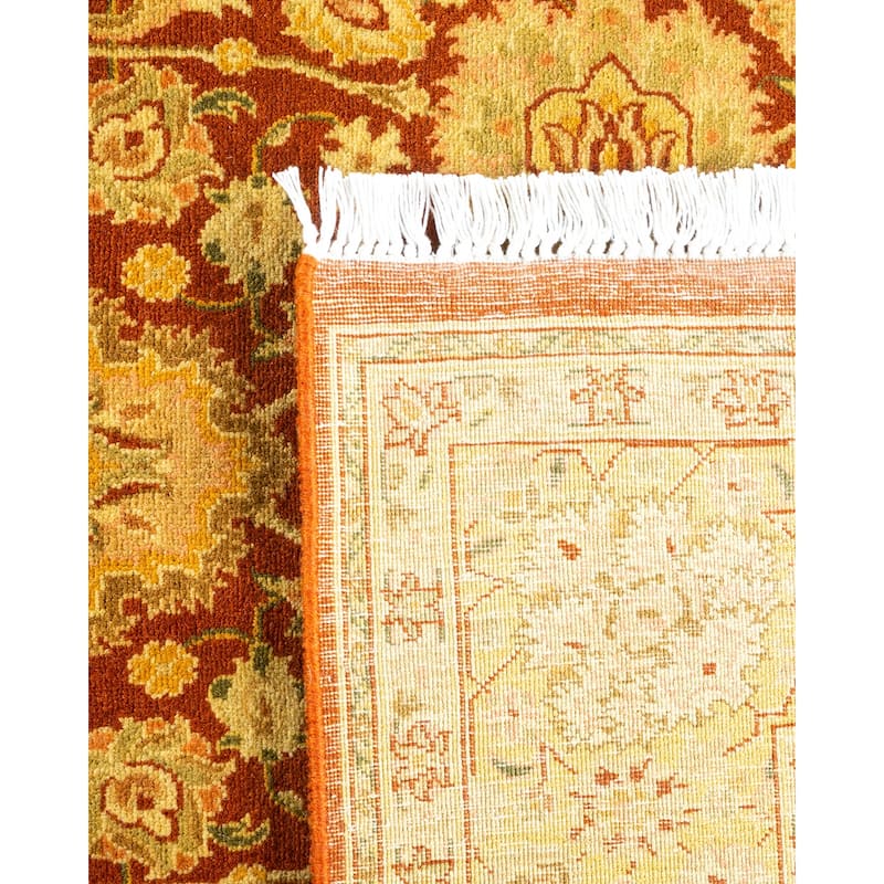 Overton Handknotted Wool Traditional Oriental Orange Area Rug - 5' x 8'