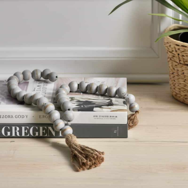 Mango Wood Double Beaded Garland with Tassel