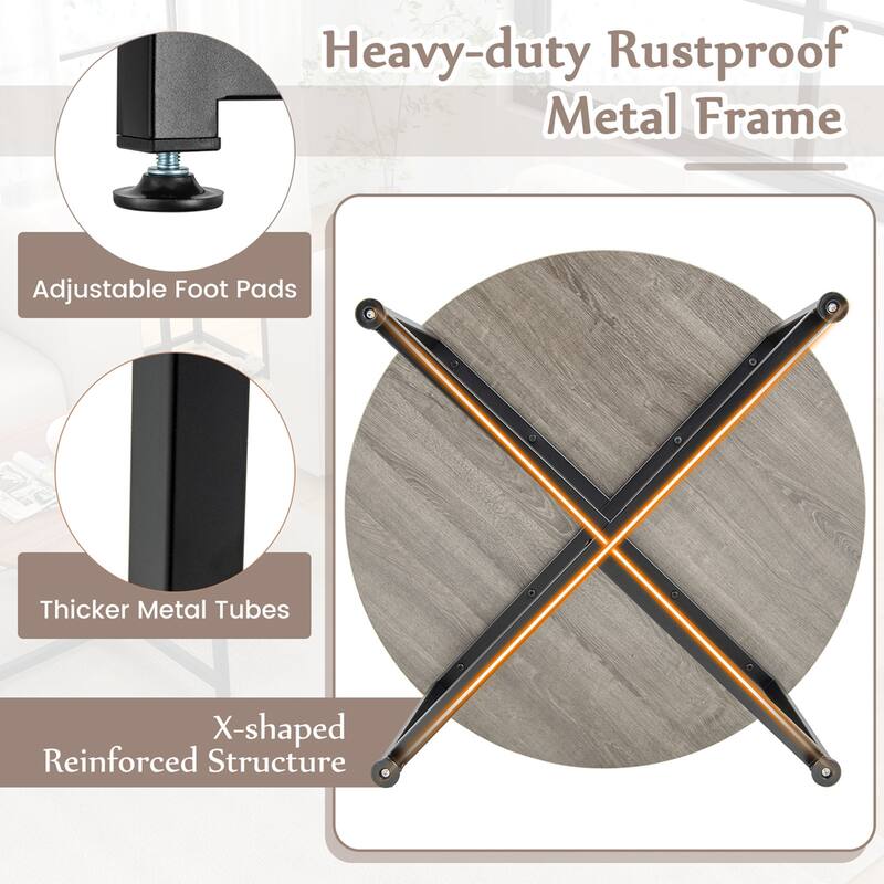 Costway 3 PCS Coffee Table Set Round Coffee Table and 2PCS Square End - See Details
