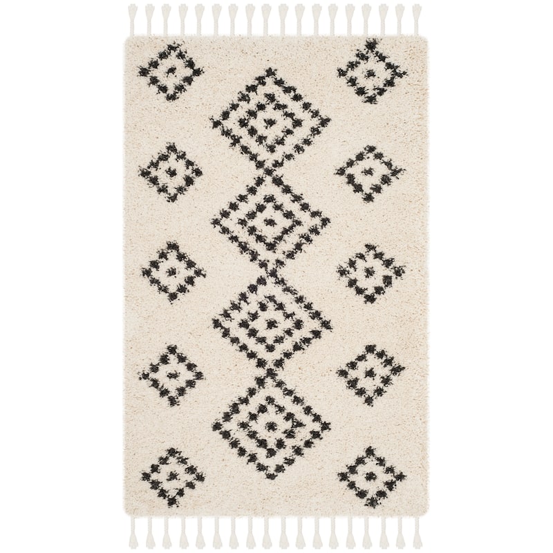 SAFAVIEH Moroccan Fringe Shag Laurine 2-inch Thick Rug