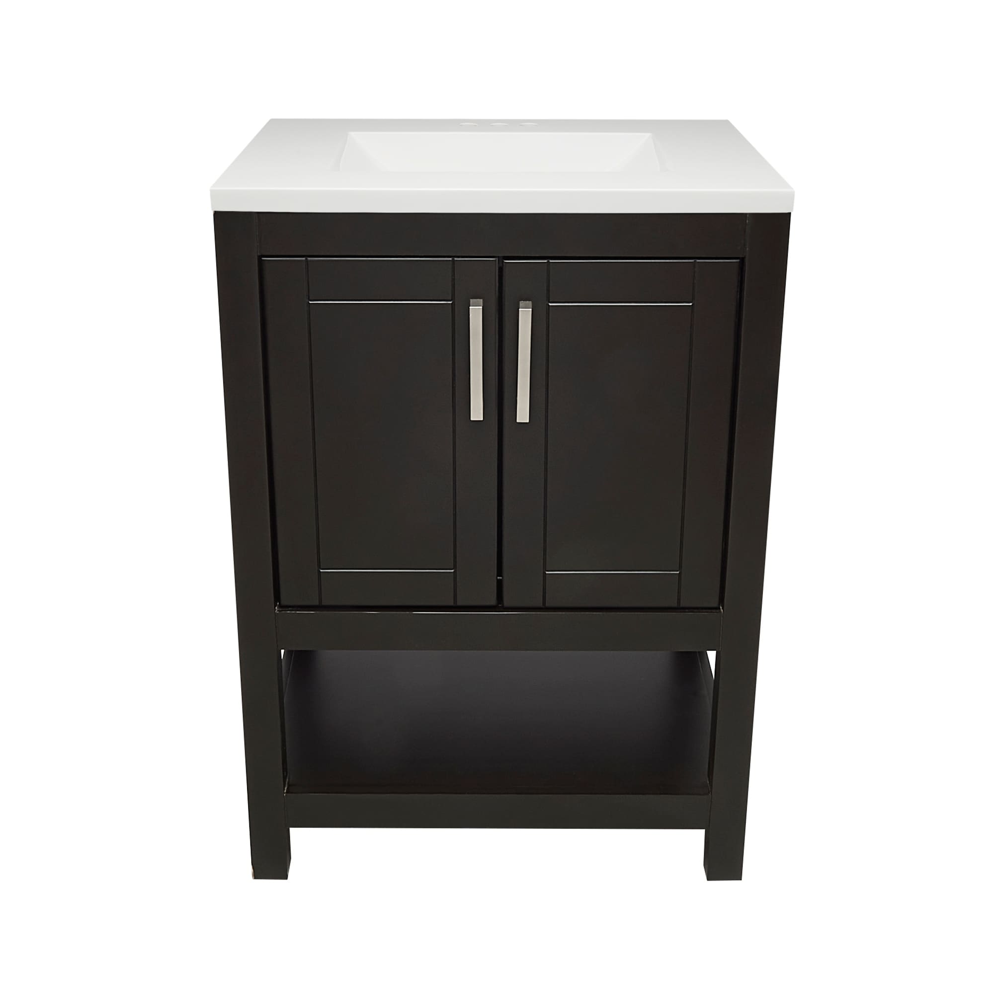 Taos 25" Bathroom Vanity with Cultured Marble Vanity Top Sink in White with White Basin