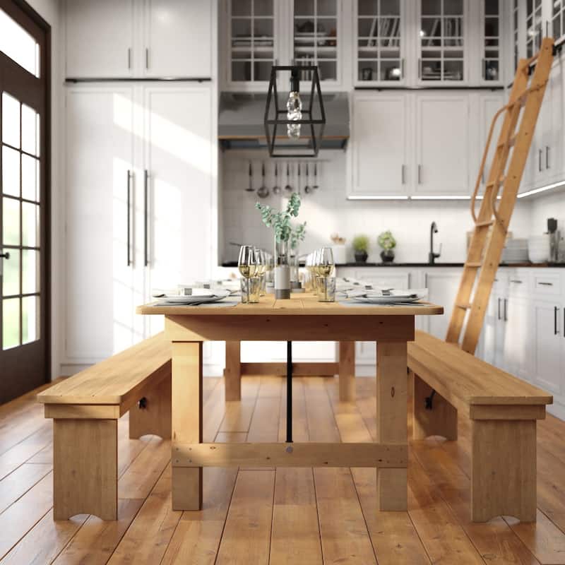 Rustic Farm Solid Pine Folding Dining Table - 108"D x 40"W x 30"H