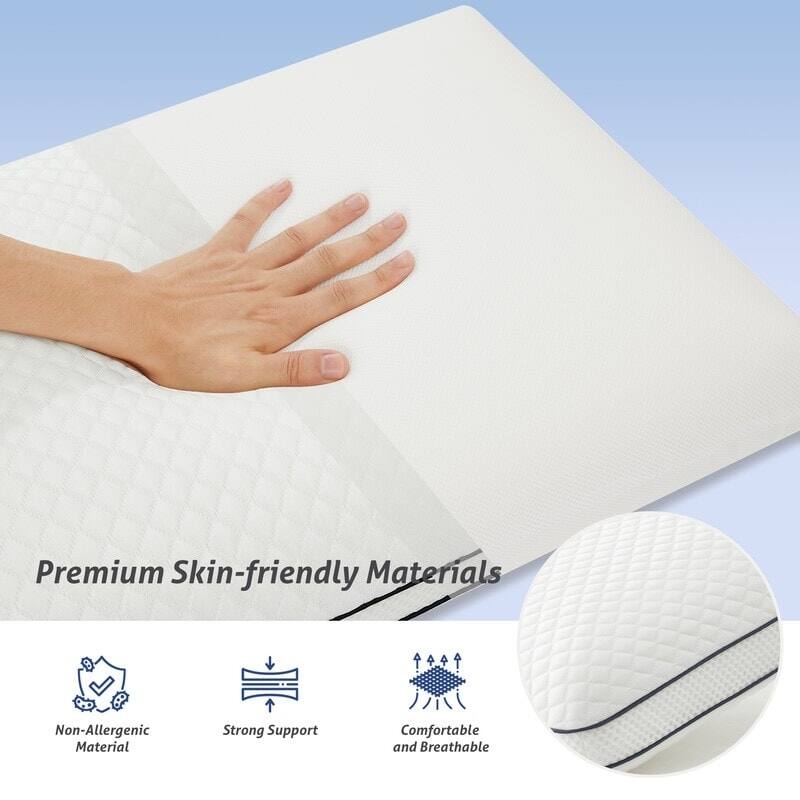 2-Pack Cool Touch Memory Foam Pillows, Bed Pillows for Side&Back Sleepers, - White