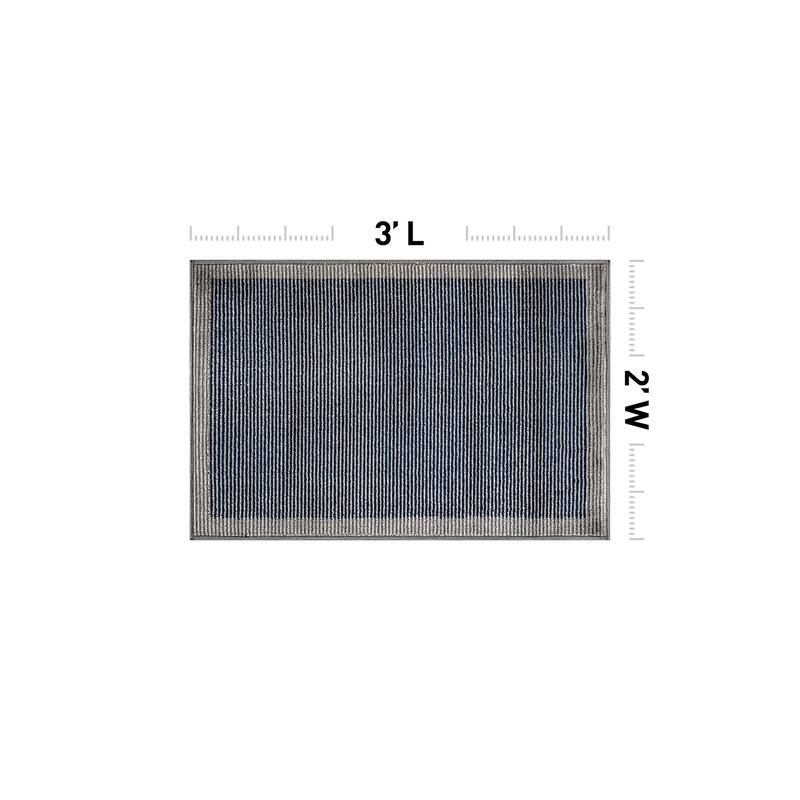Modern Geometric Stripe Bordered Area Rug for Living Room, Bedroom, or Entryway - Low Pile Indoor Rug