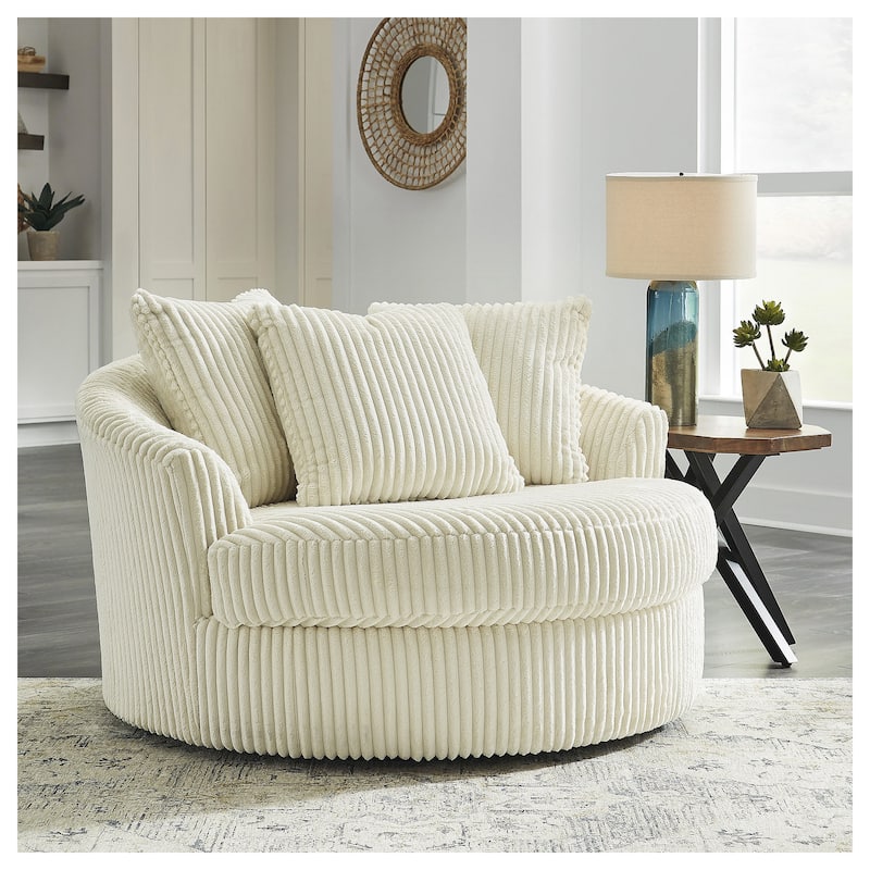 Signature Design by Ashley Lindyn Ivory Oversized Swivel Accent Chair - 58"W x 55"D x 36"H - Ivory