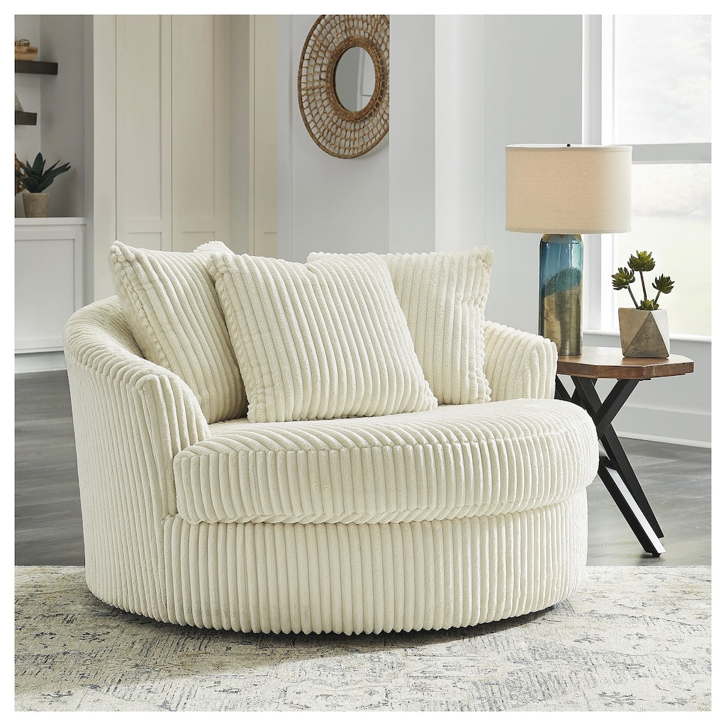 Signature Design by Ashley Lindyn Ivory Oversized Swivel Accent Chair - 58"W x 55"D x 36"H