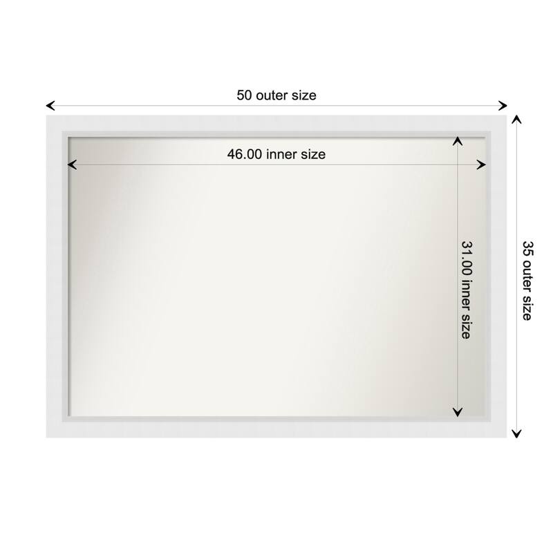 Blanco White Framed Non-Beveled Custom Wall Mirror, Bathroom Vanity Mirror - Outer Size: 50.25 x 35.25