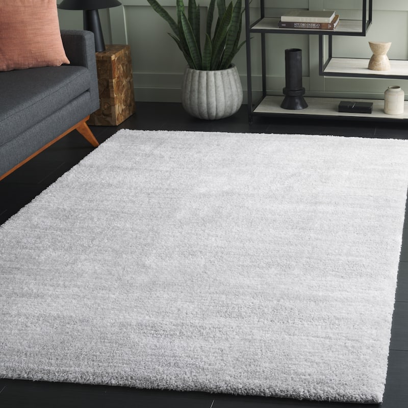 SAFAVIEH Jasmine Renae Glam 1.6-inch Shag Rug - 9' x 12' - Light Grey/Ivory