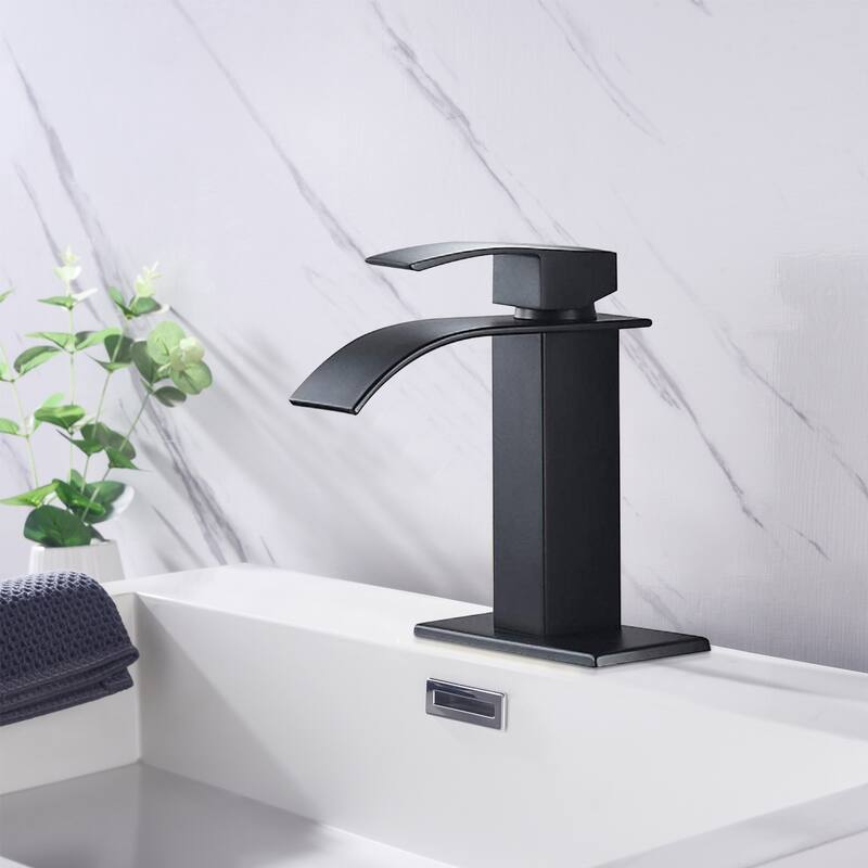 Single Handle Waterfall Spout Bathroom Vanity Sink Faucet