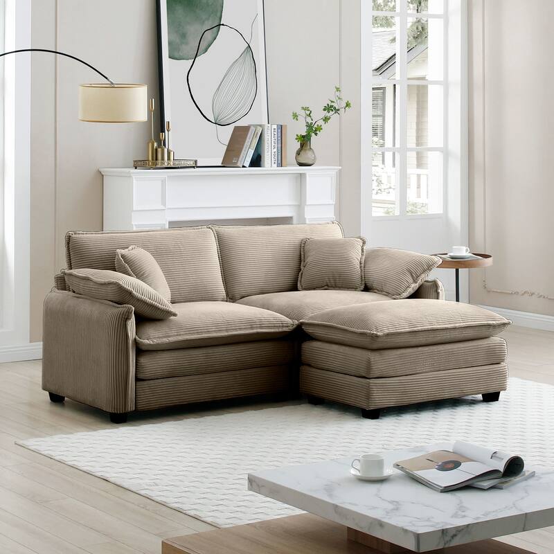 Corduroy Modular Flexible Combinations Sofa Set with Ottoman