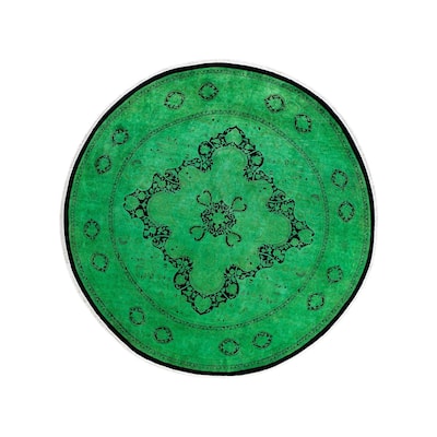 Contemporary Overdyed Wool Hand Knotted Round Area Rug - 8' 1" x 8' 1"