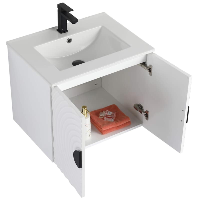 Pellabay Modern Bathroom Vanity with Fluted Circular Doors - Sink Included