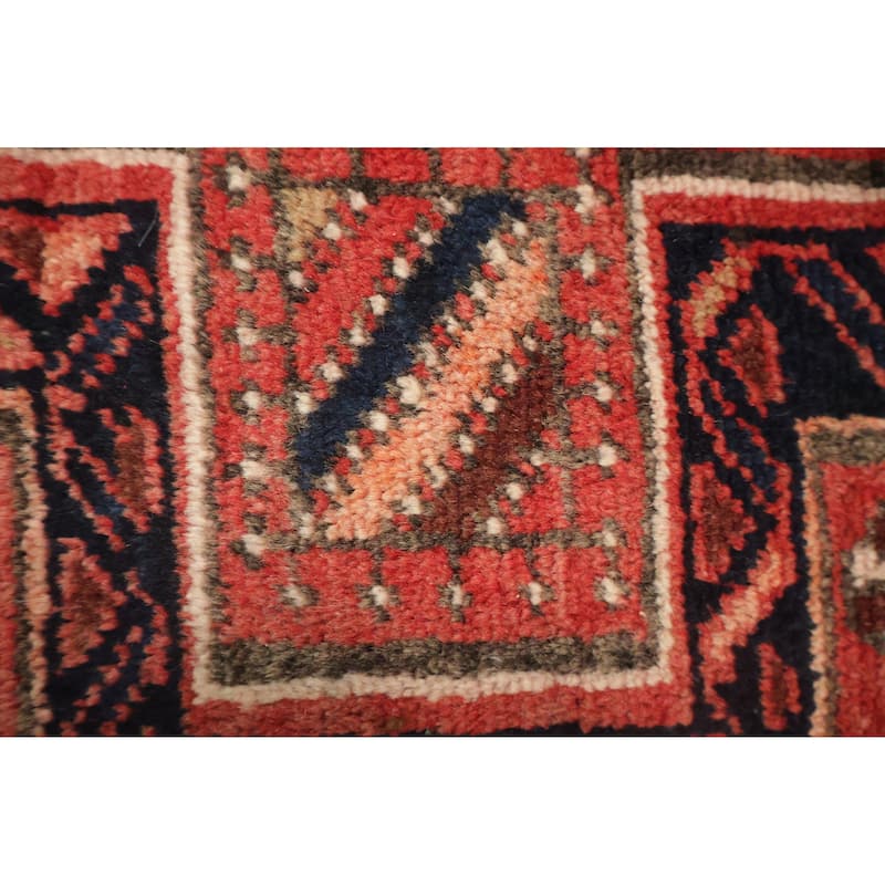 Hand Knotted Oriental 100% Wool Carpet Traditional Tribal Red Hamedan Runner Rug - 12' 5'' X 3' 6''