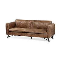 Cobain I Medium Brown Genuine Leather Sofa - 83.5L x 34.5W x 33.5H ...