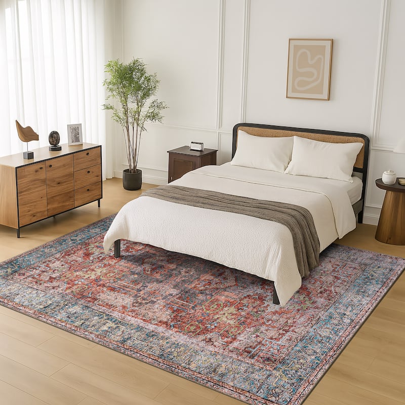 World Rug Gallery Vintage Inspired Distressed Machine Washable Area Rug