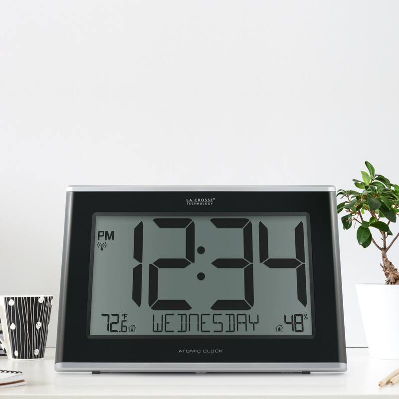 La Crosse Technology Large Atomic Clock with Temp and Humidity Bed