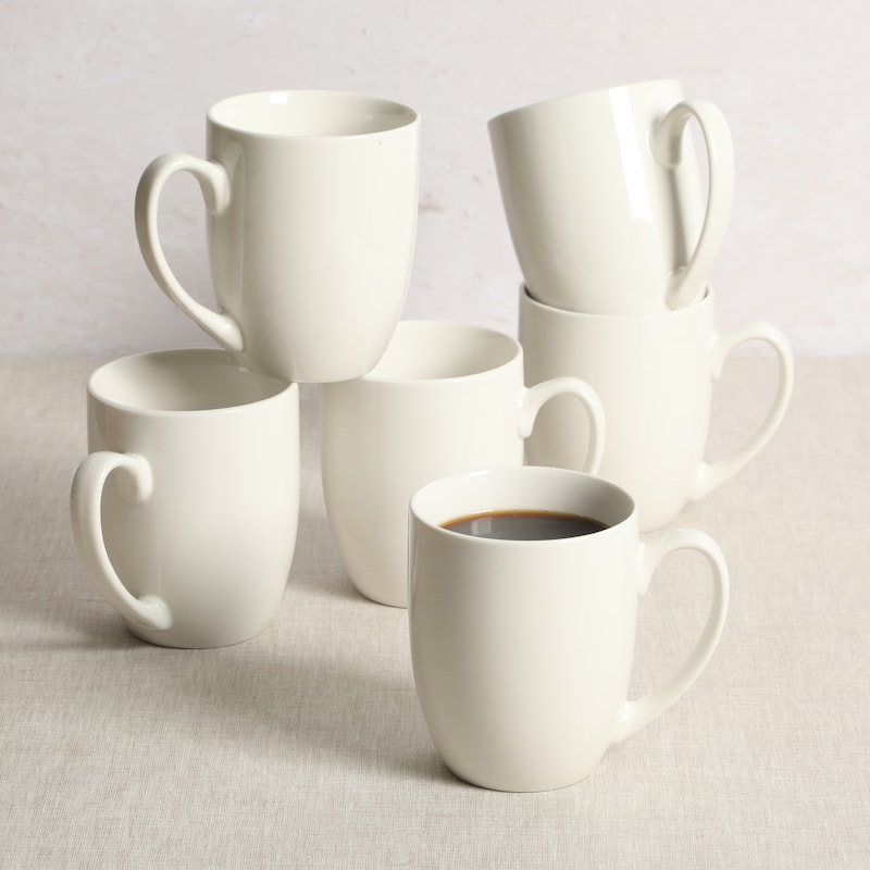 Gibson Home Great Essentials 12 Ounce Porcelain Coffee Mug Set - Cups for Latte, Hot Tea, Cappuccino, Mocha, Espresso, Cocoa