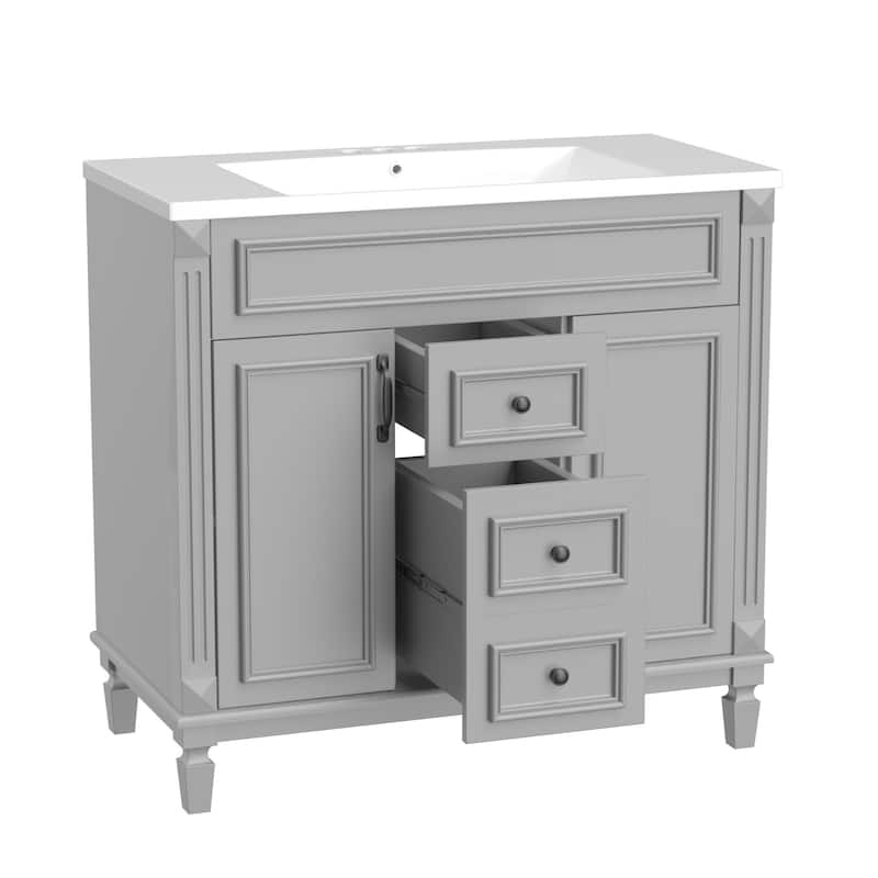 36'' Freestanding Bathroom Vanity with Integrated Ceramic Sink and Drawers
