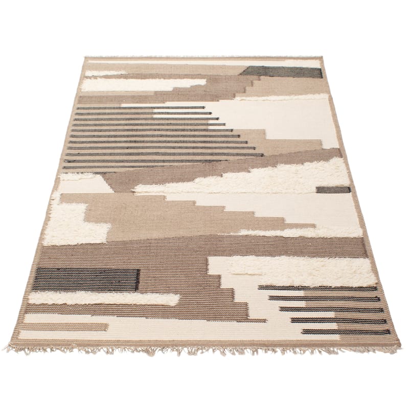ECARPETGALLERY Hand Tufted Timeless Tan Wool Rug - 5'3 x 8'1