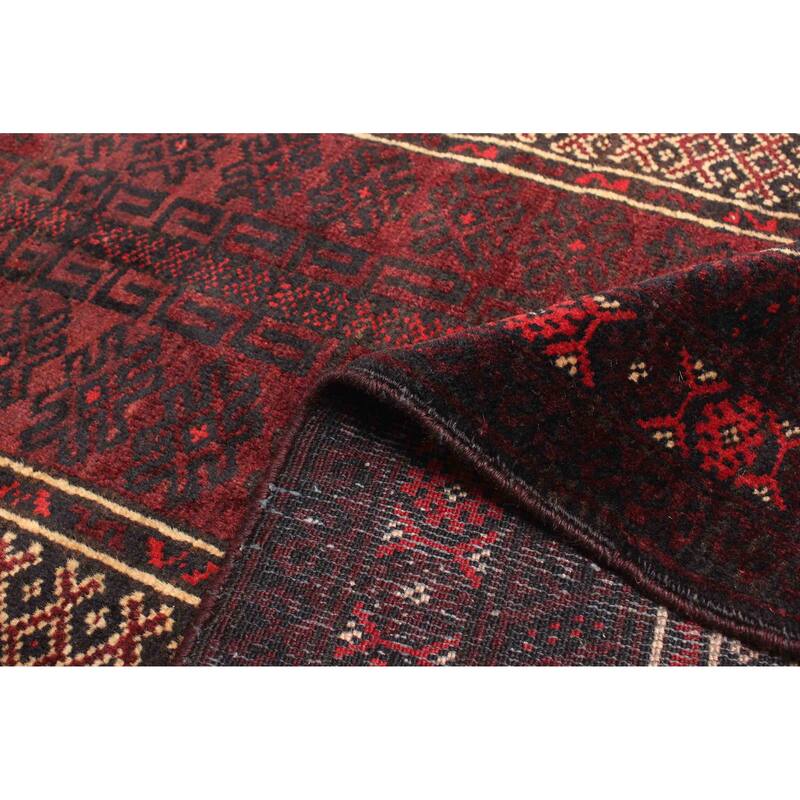 ECARPETGALLERY Hand-knotted Teimani Dark Burgundy Wool Rug - 2'5 x 3'11