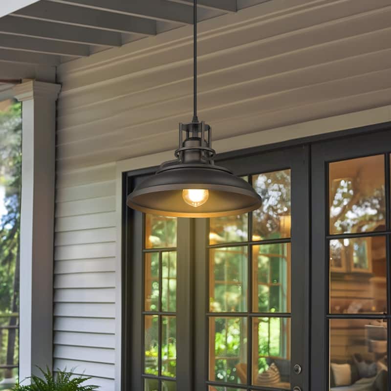 Farmhouse Vintage Barn Pendant Light Oil with Rubbed Bronze Finish