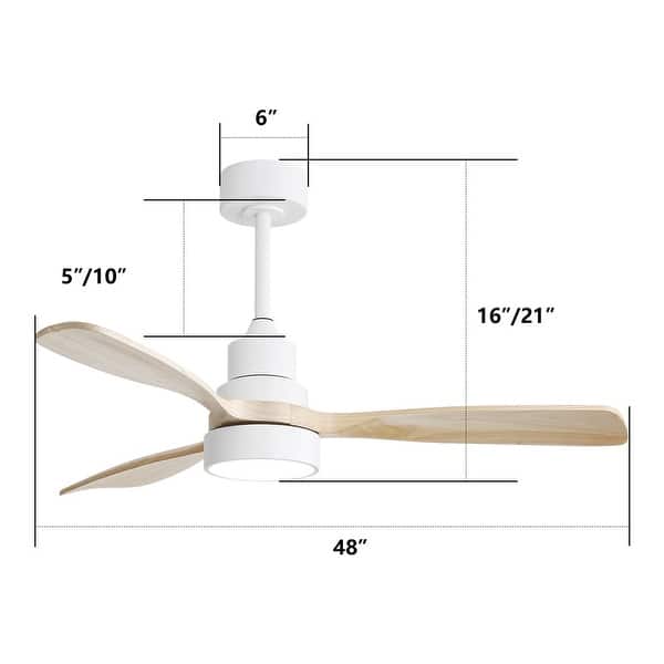 dimension image slide 11 of 14, Sofucor 48/52 Inch Wood Ceiling Fan with Light and Remote/Smart App Voice Control, Dimmable Lights Included
