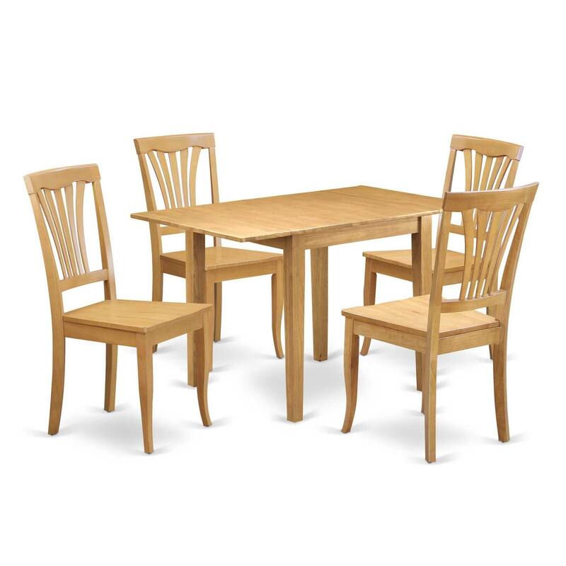 HomeStock 5-Pc Natural Oak Finish Solid Wood Top-Dining Room Set-Seats 4