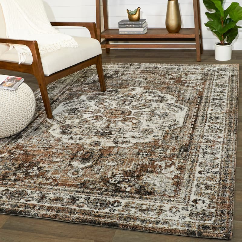 Hess Vintage Medallion Area Rug - 5'3" x 7' - Brown