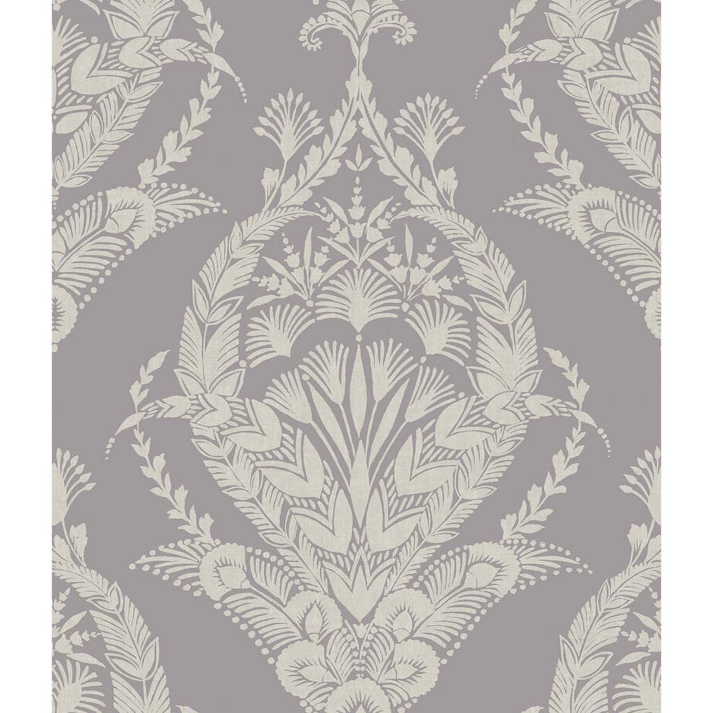A-Street Prints Arlie Lavender Botanical Damask Wallpaper