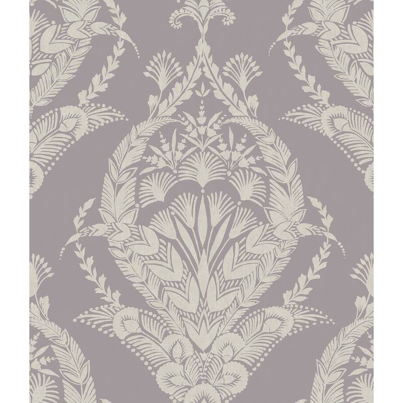 A-Street Prints Arlie Lavender Botanical Damask Wallpaper
