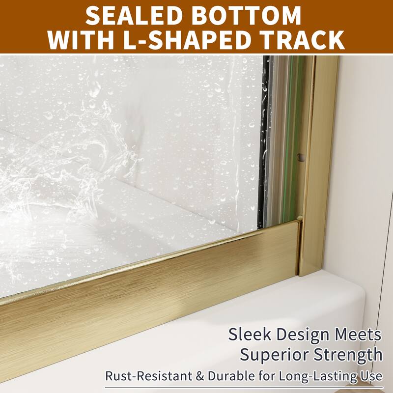 Modland 56-60"x70'' Adjustable Double Sliding Shower Door, 1/4" ANSI Glass with Nano Coating, Framed Bypass Enclosure