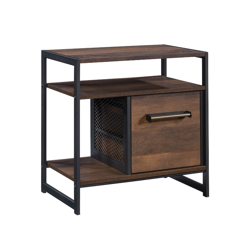 Wood Side Table Nightstand with Drawer, Brown