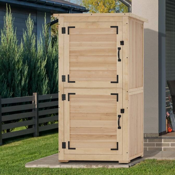 MCombo Outdoor Storage Cabinet Shed, Garden Tool Shed with Removable Shelf,Wooden 0786 - Yellow