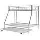 preview thumbnail 10 of 10, Industrial Modern Twin over Full Bed with Sturdy Steel Frame, Twin Trundle, Two-Side Ladders and Full-length Guardrails, White