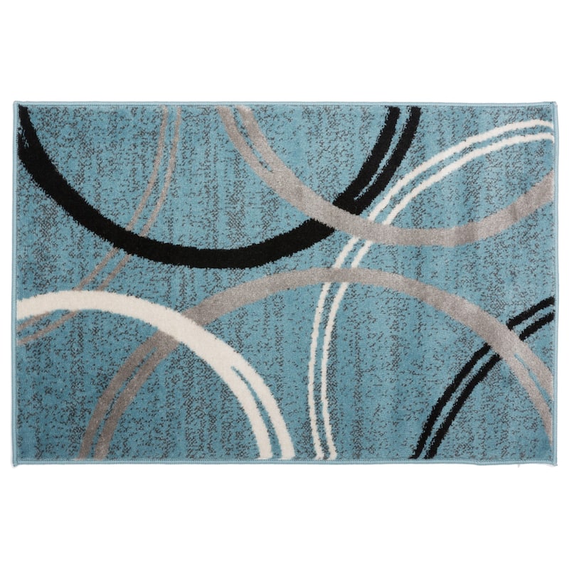 World Rug Gallery Contemporary Abstract Circles Design Area Rug - 2' x 3' - Blue