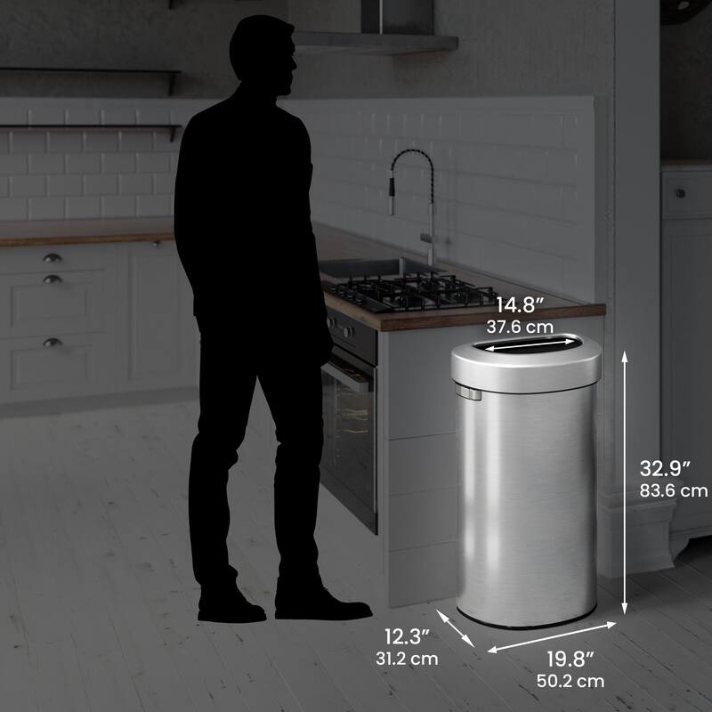 iTouchless 23 Gal Stainless Steel Semi-Round Open Top Trash Can