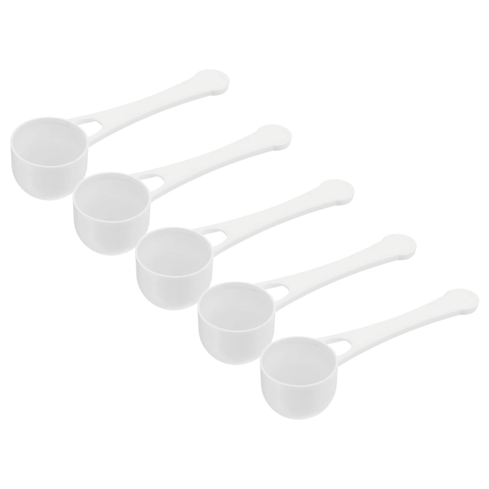 Micro Spoons 5 Gram Measuring Scoop Plastic Round Bottom W Hole 30pcs - White
