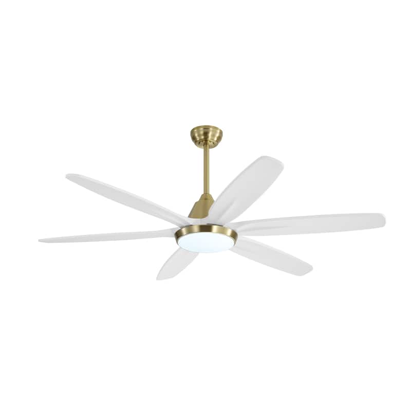 MLiAN Wood Blade LED Ceiling Fan Remote Control 6-Speed DC - 60''